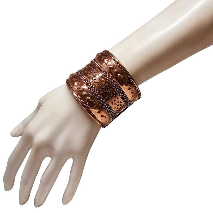 Intricately Etched Copper Cuff Bracelet