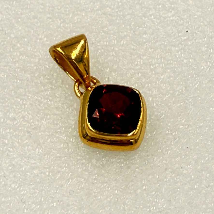 Gold Vermeil Faceted Cushion Gemstone Pendant