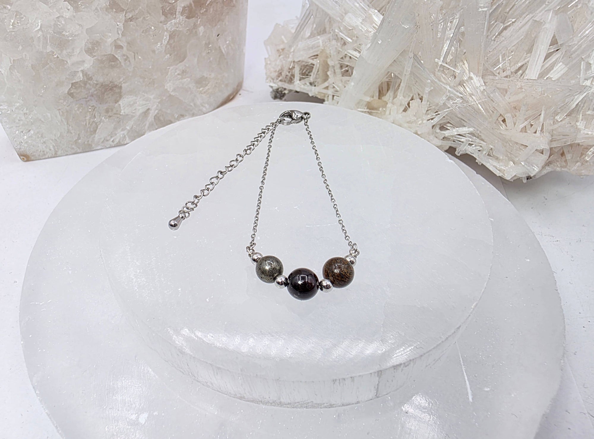 STAY IN MY POWER - Pyrite, Bronzite, Garnet Jewelry Set