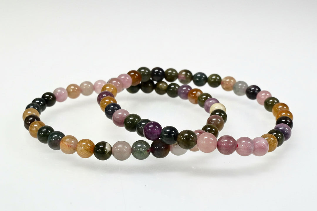 Watermelon Tourmaline Round Bead Bracelet 6mm - Joyful Heart