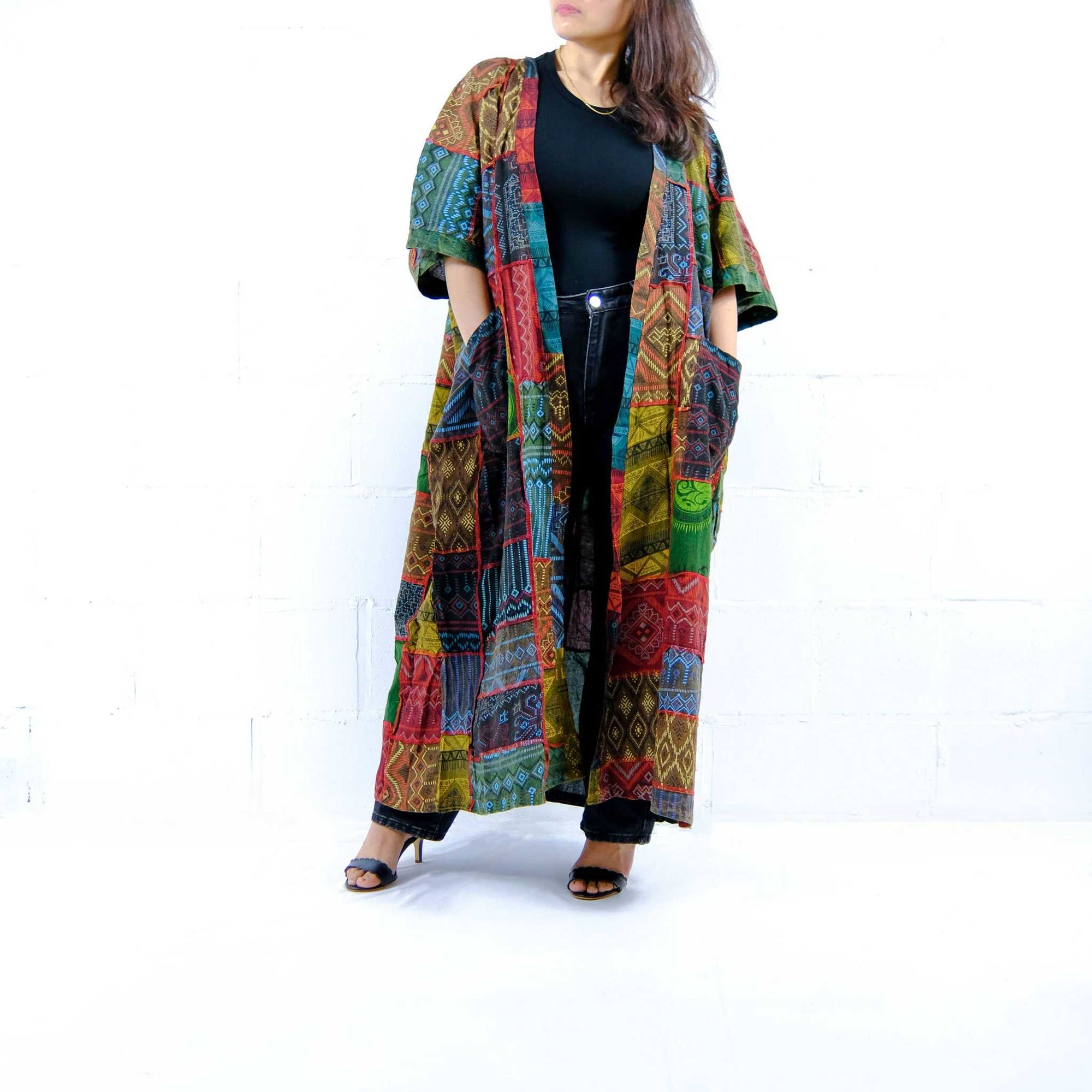 Patchwork Cotton Long Oversized Duster