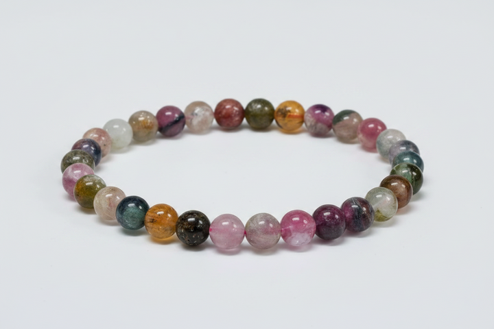 Watermelon Tourmaline Round Bead Bracelet 6mm - Joyful Heart