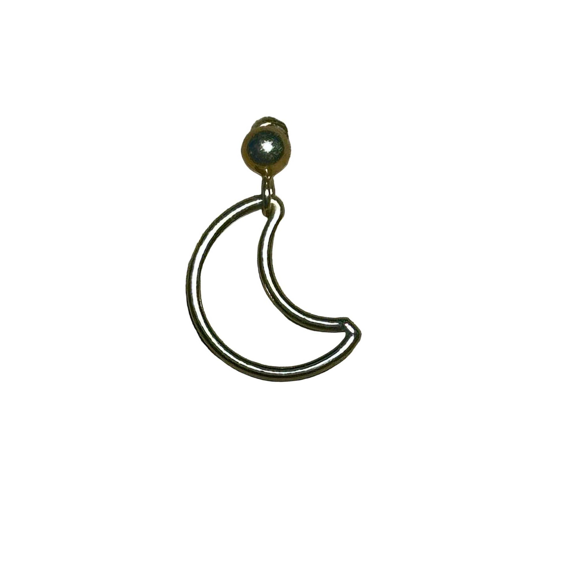 Gold crescent moon-shaped earring on a background