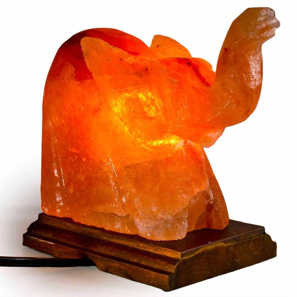 Elephant Shaped Salt Lamp  - 9&quot; avg. - Cord, Bulb, Dimmer