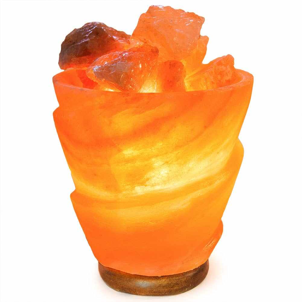 Funnel w/ Chunks Salt Lamp  - 9.5&quot; avg. - Cord, Bulb, Dimmer