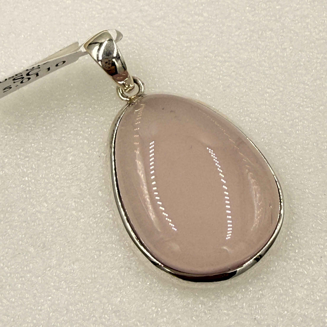 Sterling Silver Rose Quartz Teardrop Statement Pendant