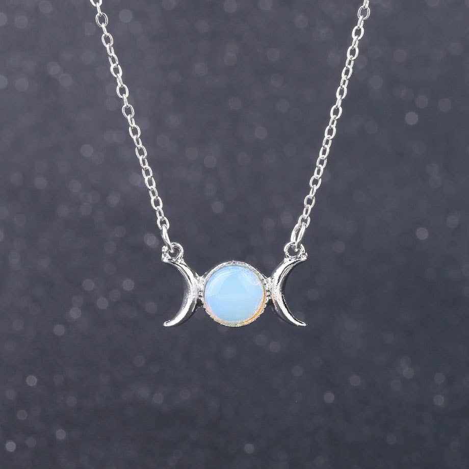 Opalite Necklace - Triple Moon Design 