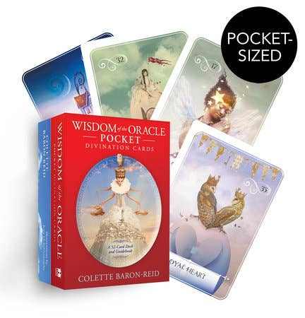 Oracle Pocket Divination Cards box with various illustrated cards.