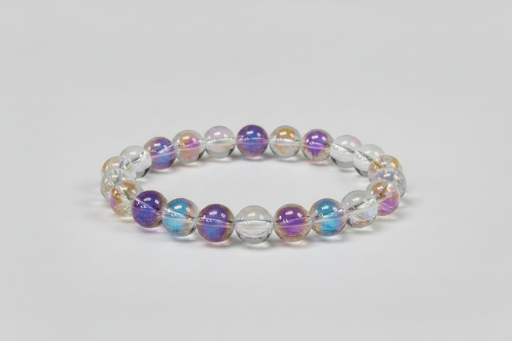 Angel Aura Selenite Round Bead Bracelet 8mm - Divine Light