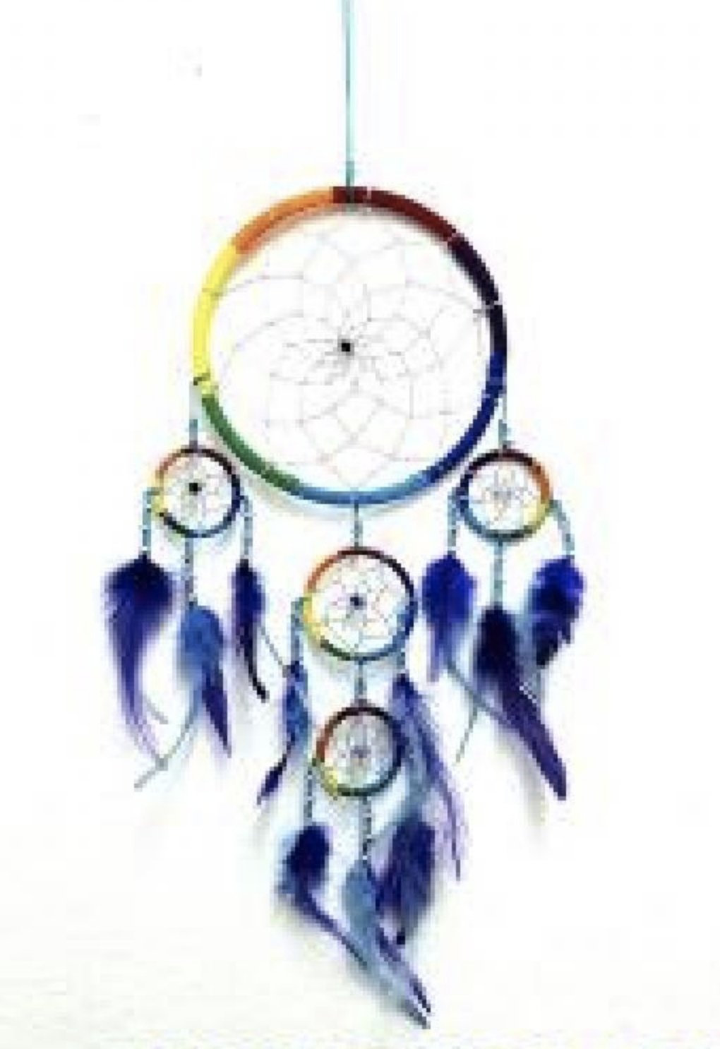 6" Multi-Colored Dreamcatcher With Feathers & Beads - Sacred Crystals Dreamcatchers