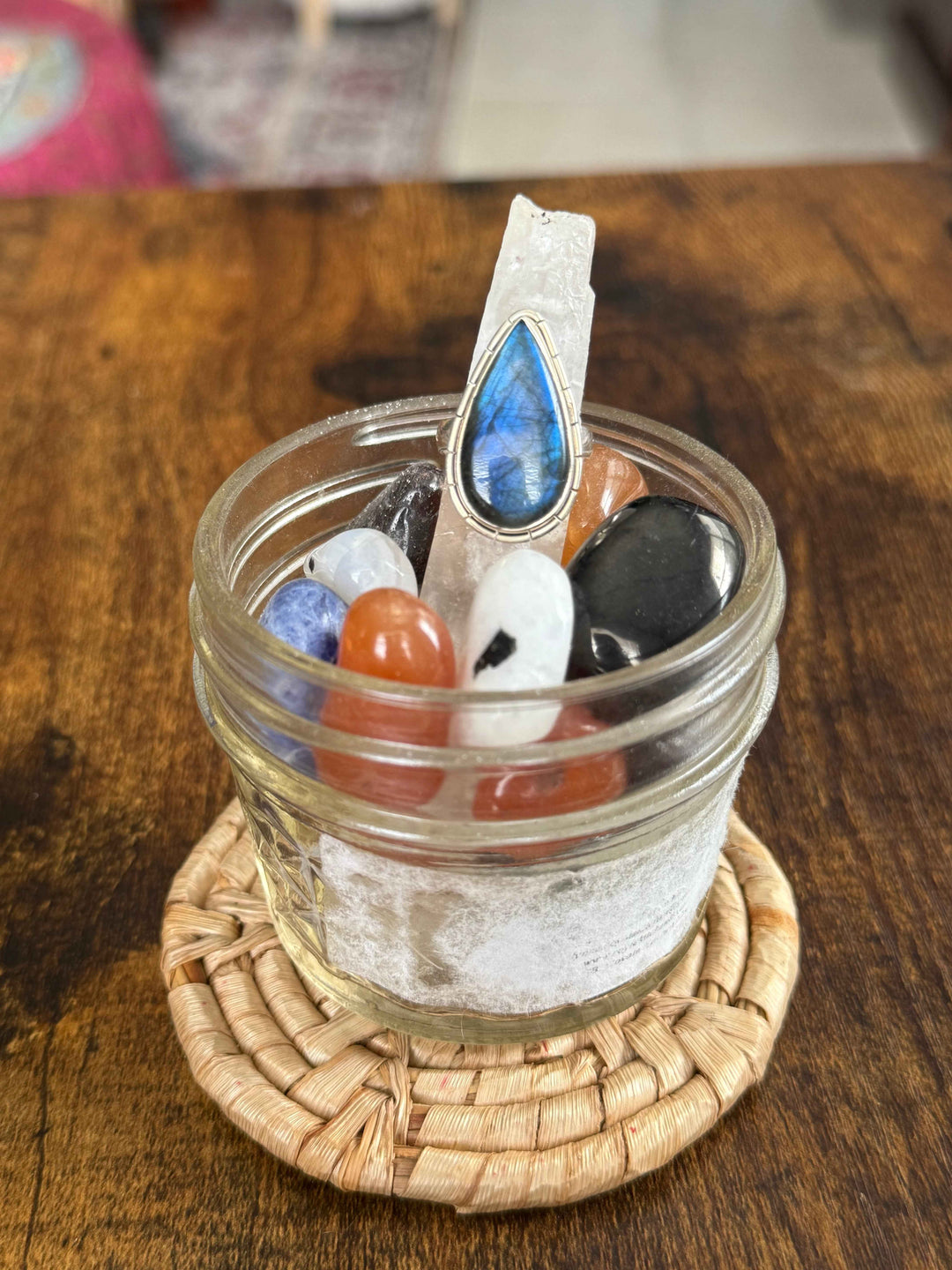 Sterling Silver Teardrop Blue Flash Labradorite Ring - Size 6 - Intuition, Protection &amp; Awakening