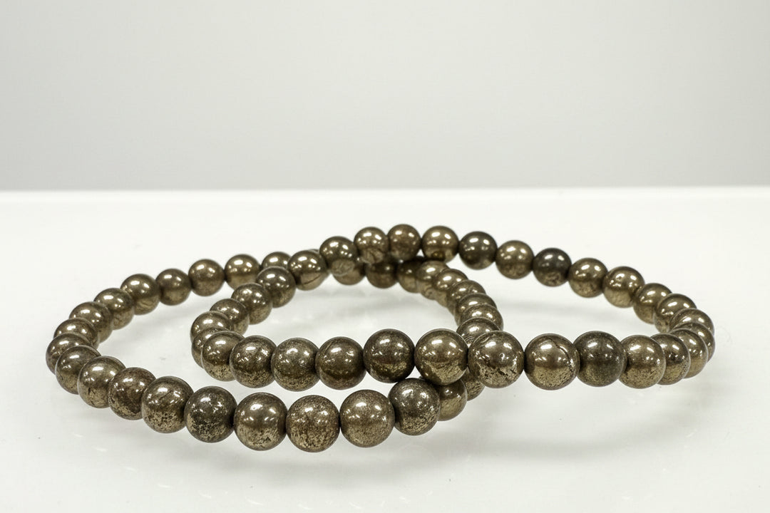 Pyrite Round Bead Bracelet 6mm - Magnetic Prosperity