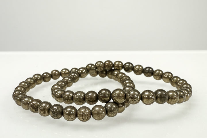Pyrite Round Bead Bracelet 6mm - Magnetic Prosperity
