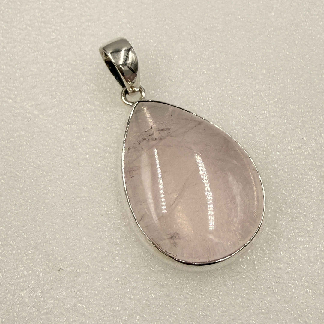Sterling Silver Rose Quartz Teardrop Pendant