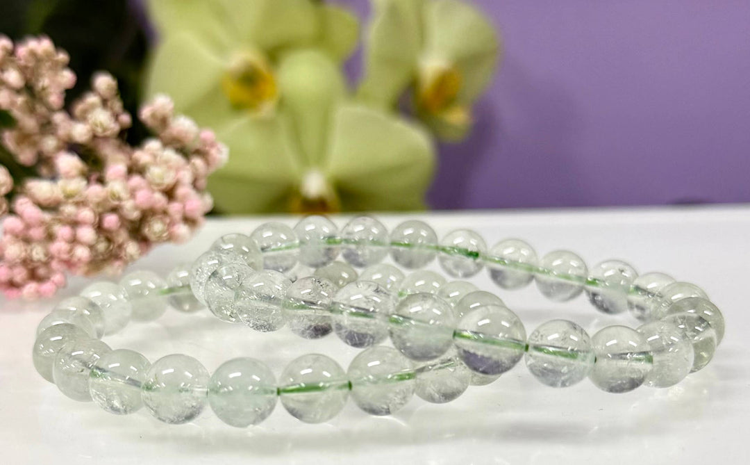 Prasiolite Round Bead Bracelet 8mm - Spiritual Clarity