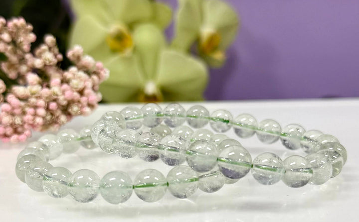 Prasiolite Round Bead Bracelet 8mm - Spiritual Clarity