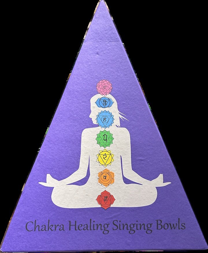 7-Chakra Singing Bowl Set in Purple Pyramid Box - Sacred Crystals Instruments
