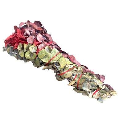 7" Red and Green Eucalyptus Smudge w/Red Sage - Sacred Crystals Smudge Sticks