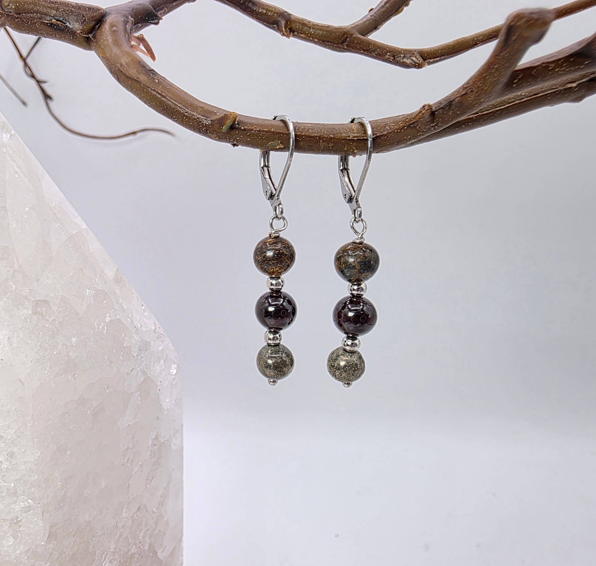 STAY IN MY POWER - Pyrite, Bronzite, Garnet Jewelry Set
