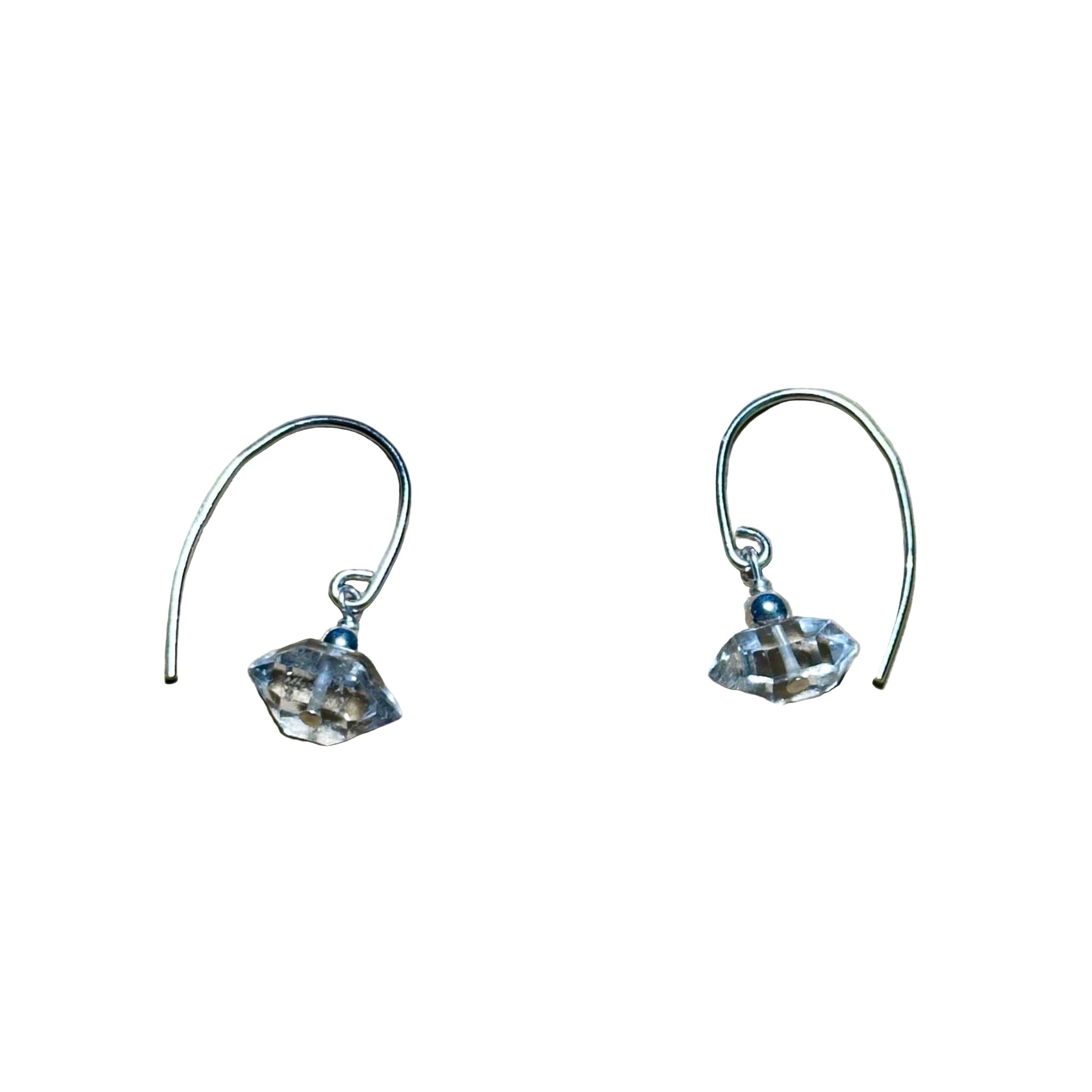 Herkimer dangle earrings with clear sterling silver hooks and faceted crystals