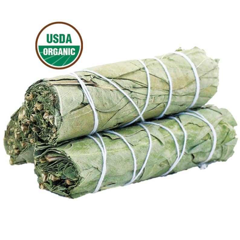 California Eucalyptus Smudge Stick, 4-inch, organic, tied bundles.