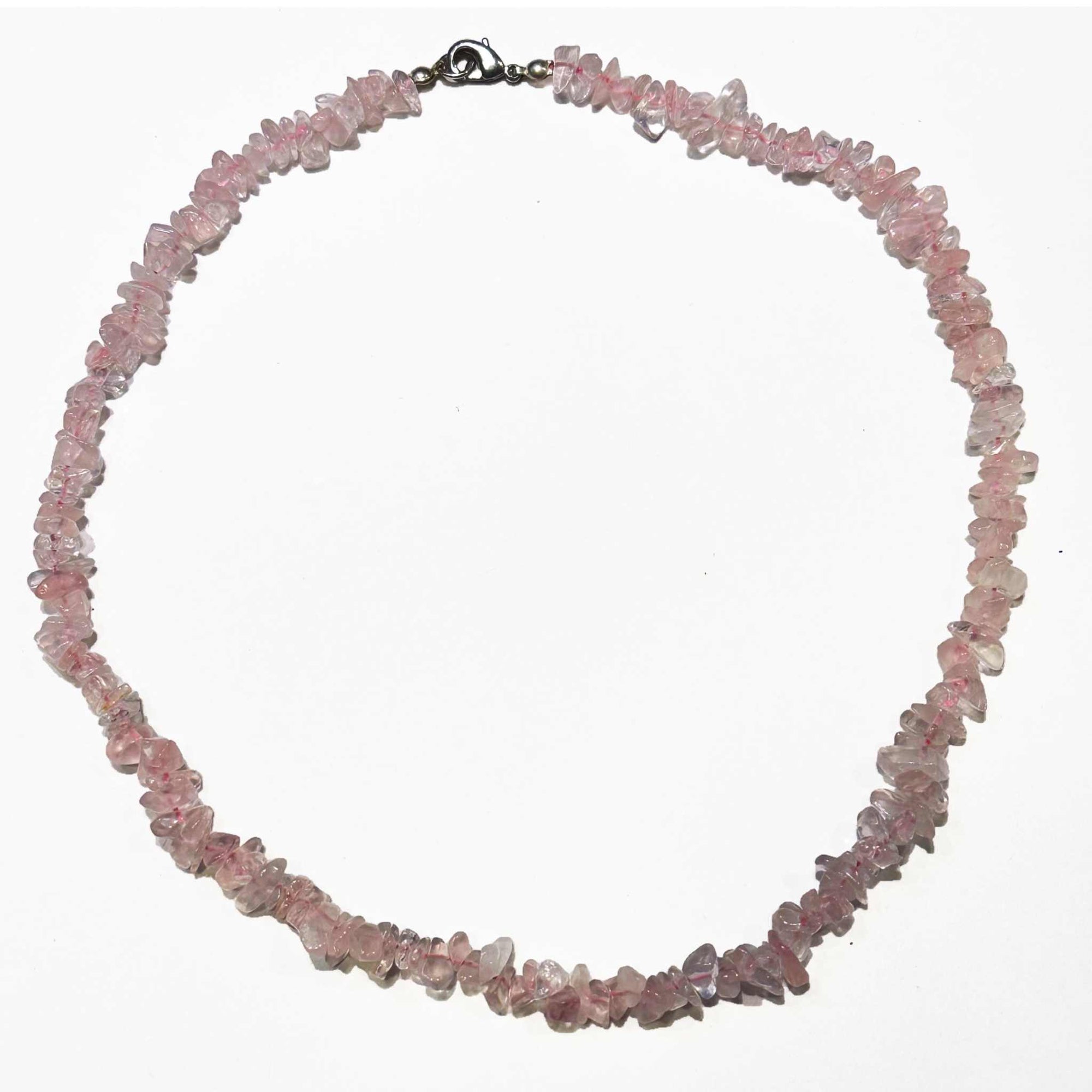 18-Inch Rose Quartz Chip Necklace with Sterling Clasp, Chains and Necklaces, Necklaces