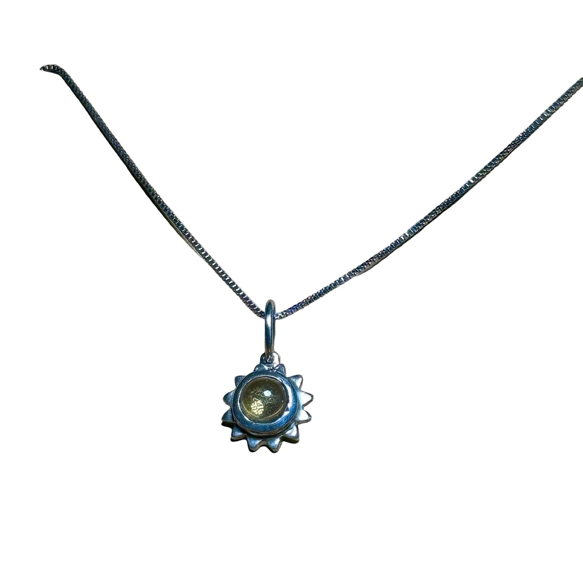 Bertoni 18" sterling silver necklace with 8mm citrine sun pendant symbolizing joy and abundance