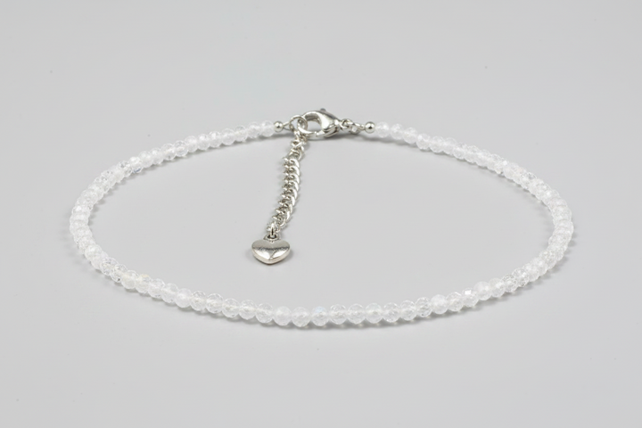 2mm Natural Rainbow Moonstones Anklet - Goddess Power