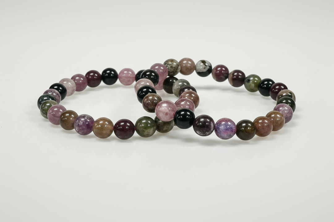 Watermelon Tourmaline A Round Bead Bracelet 8mm - Joyful Heart