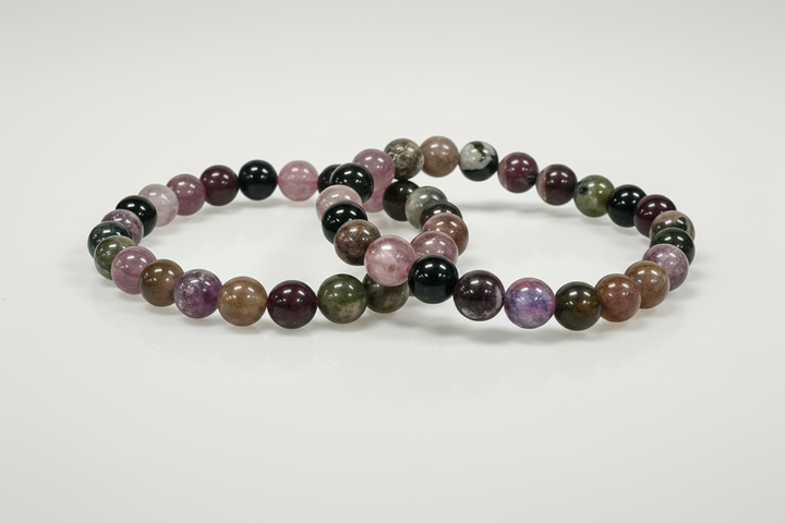 Watermelon Tourmaline A Round Bead Bracelet 8mm - Joyful Heart