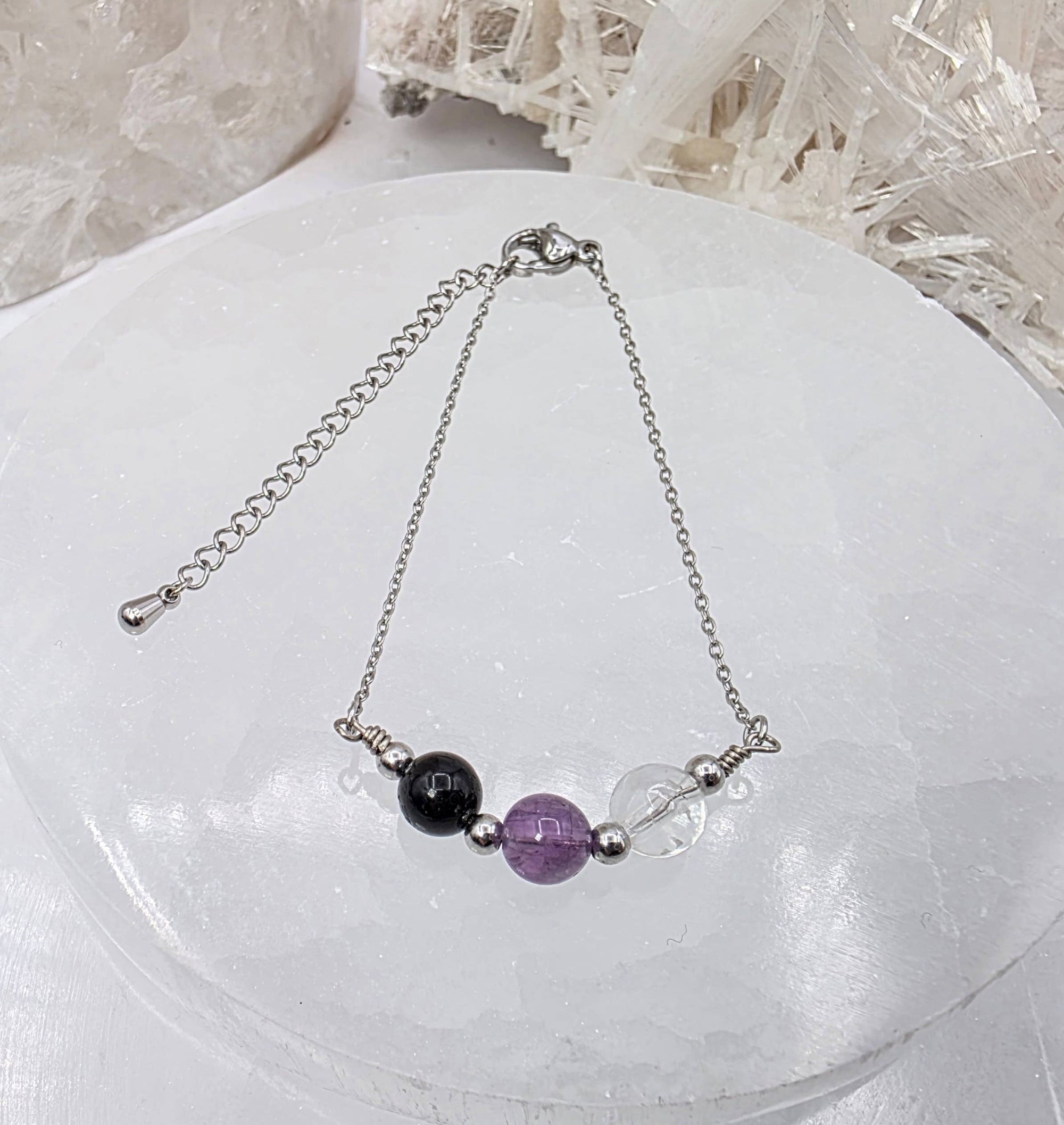 SACRED SPACE -Clear Quartz, Amethyst, Black Onyx Jewelry Set