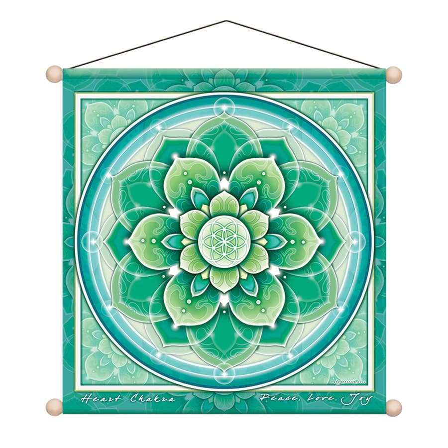 Spiritual Wall Hangings - 30" X 30" Banner Temple Chakra Heart