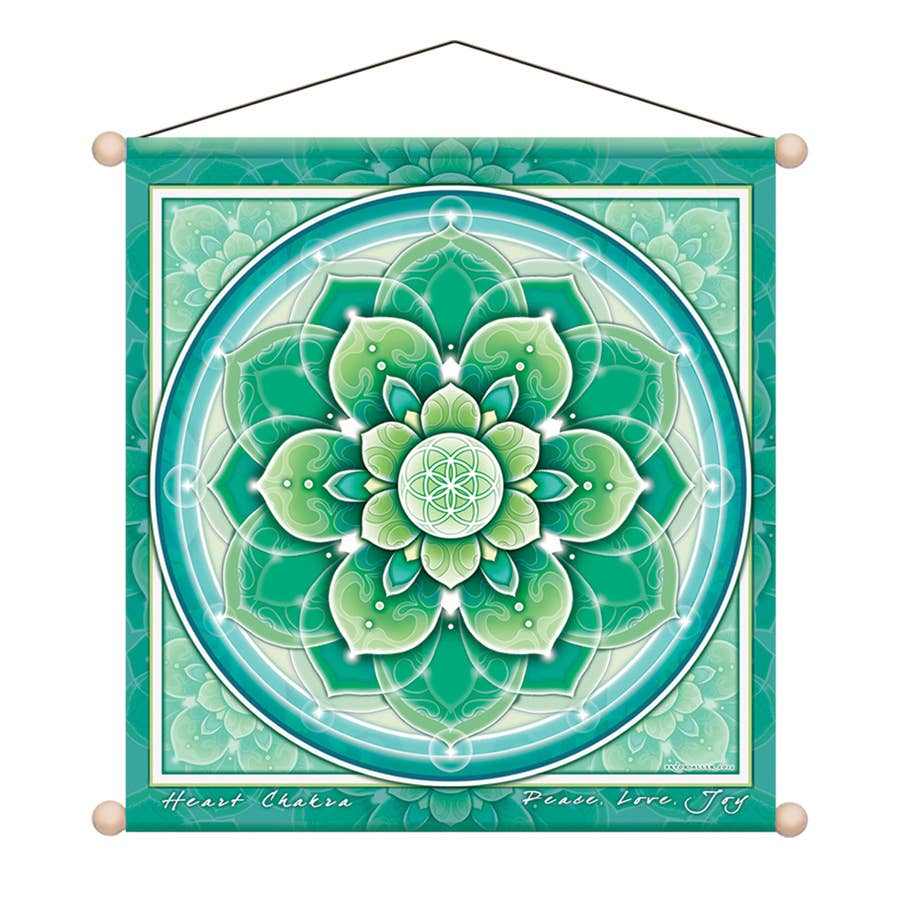 Spiritual Wall Hangings - 30" X 30" Banner Temple Chakra Heart