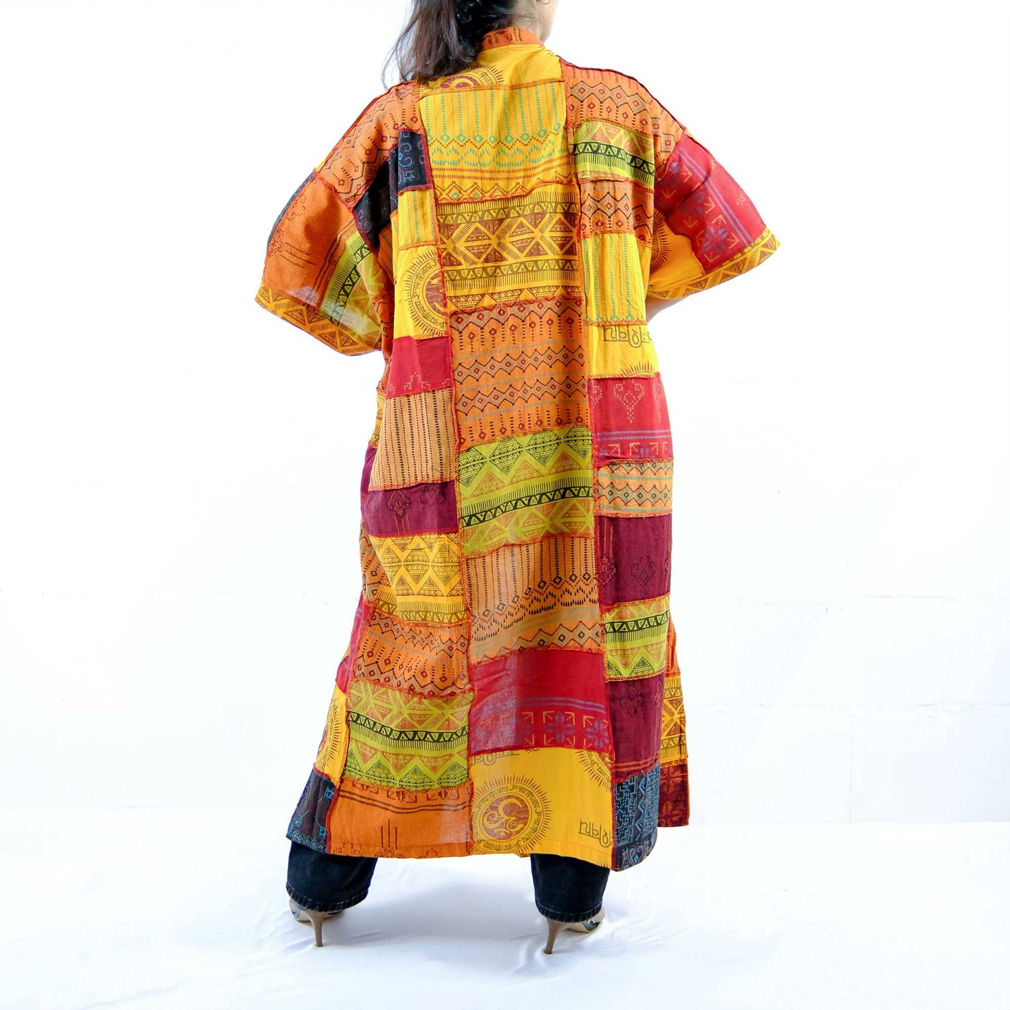 Patchwork Cotton Long Oversized Duster