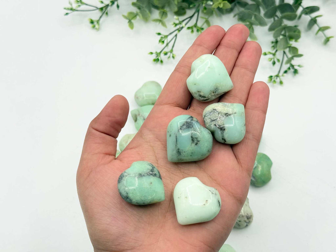 Mini Chrysoprase Hearts