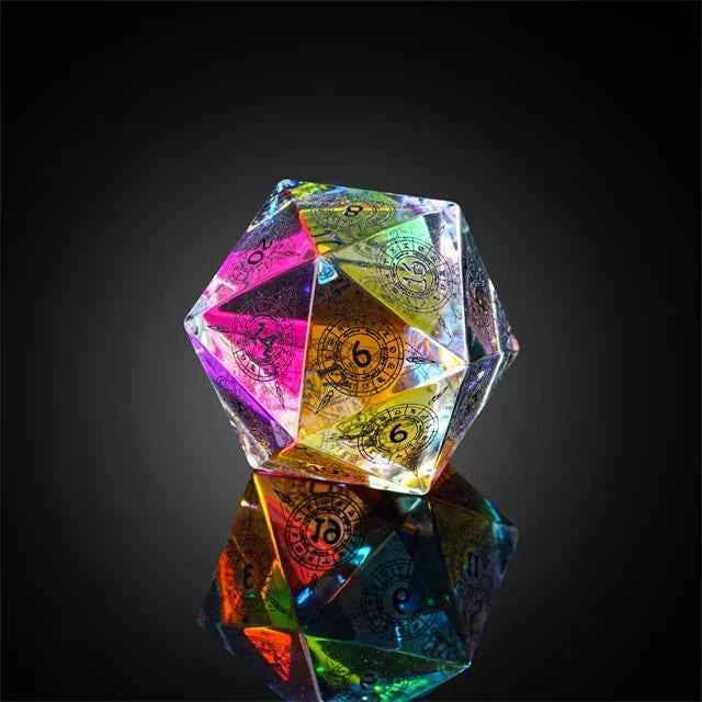 Rainbow Crystal Zodiac D20 Dice
