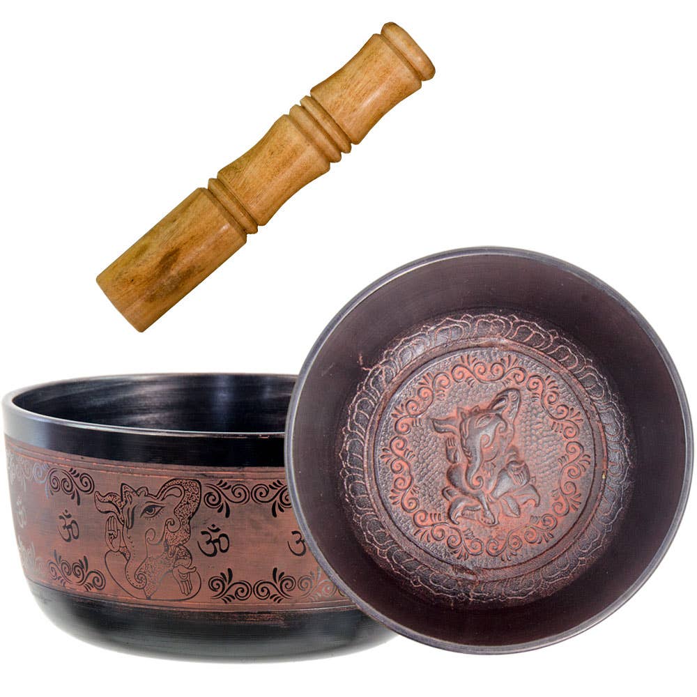 Pink Ganesha Singing Bowl - 7"