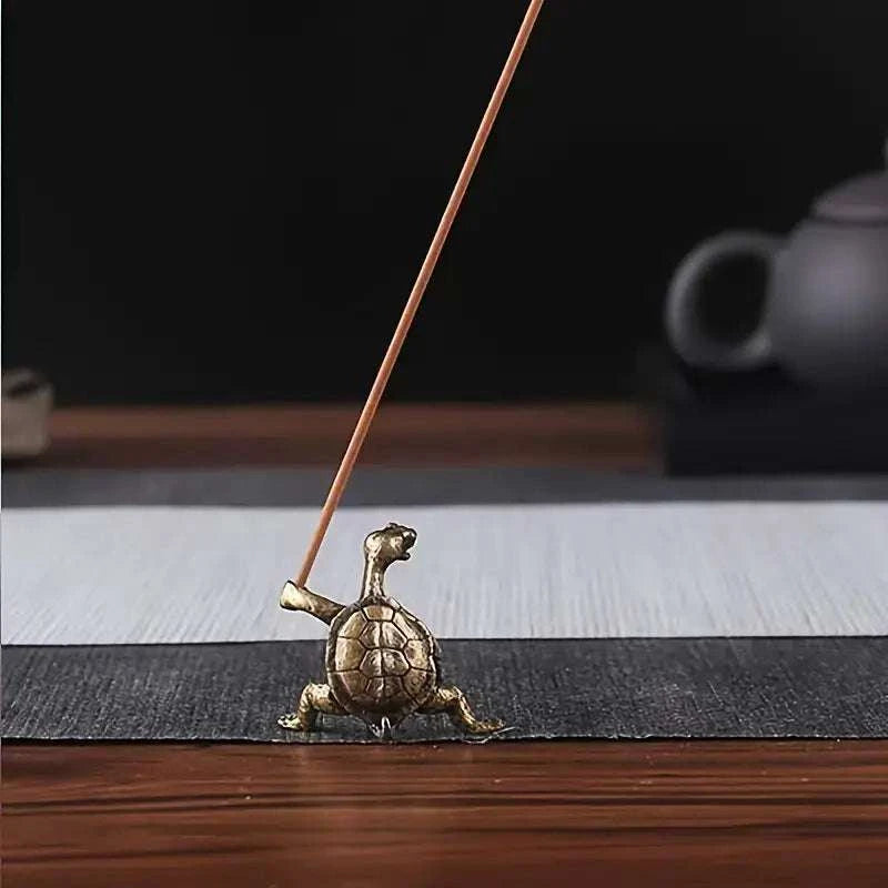 Agarbatti Stand - Antique Bronze Kung Fu Turtle Incense Holder