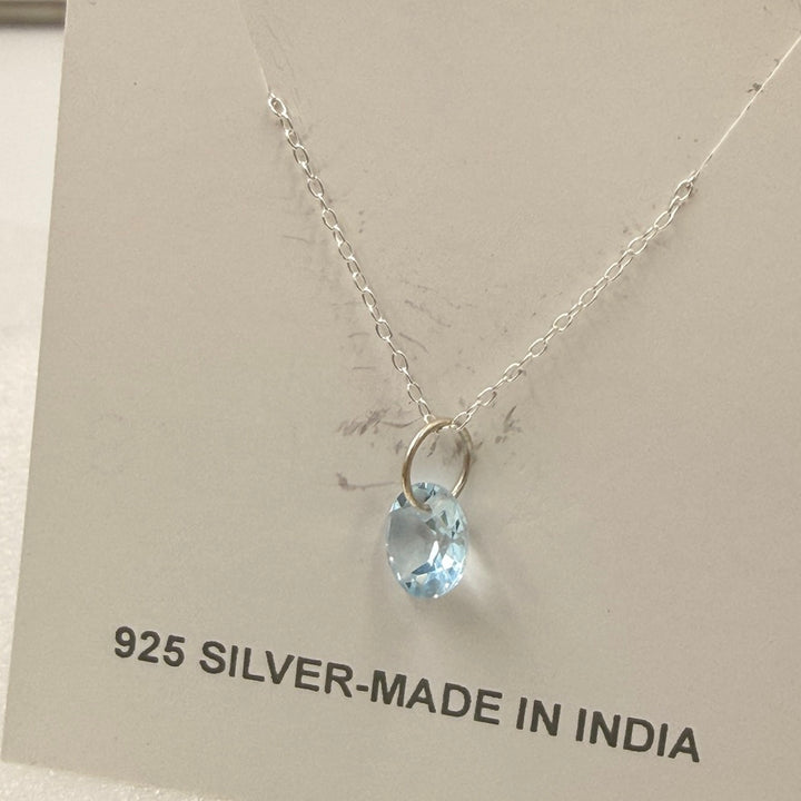 Sterling Silver Dainty Faceted Gemstone Necklace
