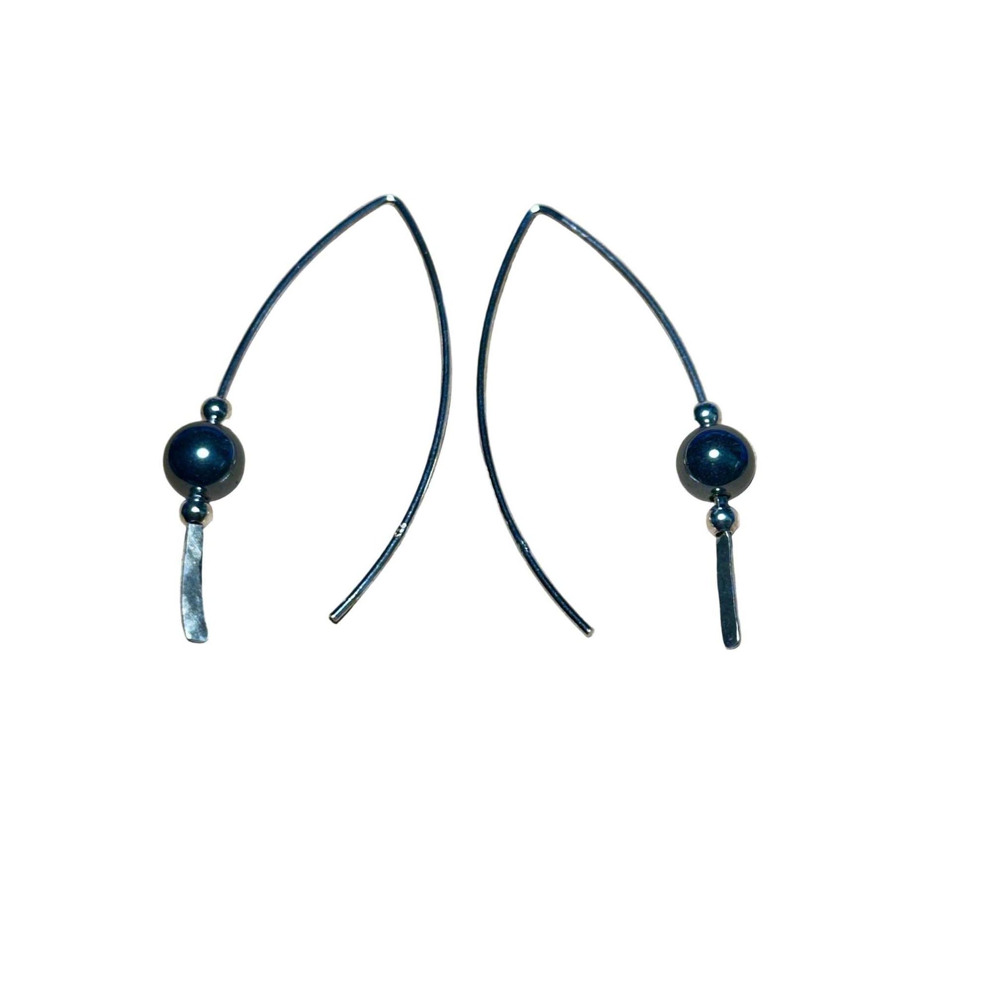 Pair of Hematite beaded earrings on a background