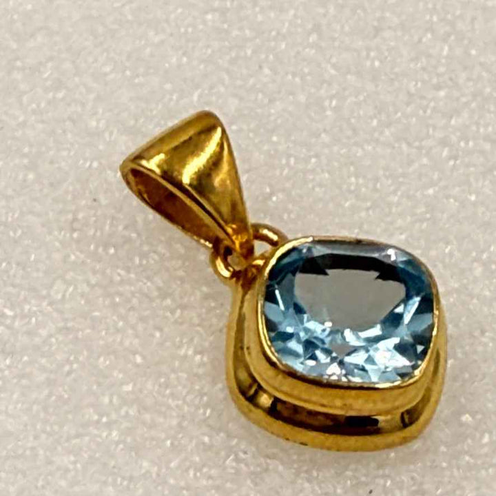 Gold Vermeil Faceted Cushion Gemstone Pendant