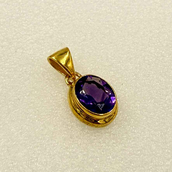 Gold Vermeil Faceted Oval Gemstone Pendant