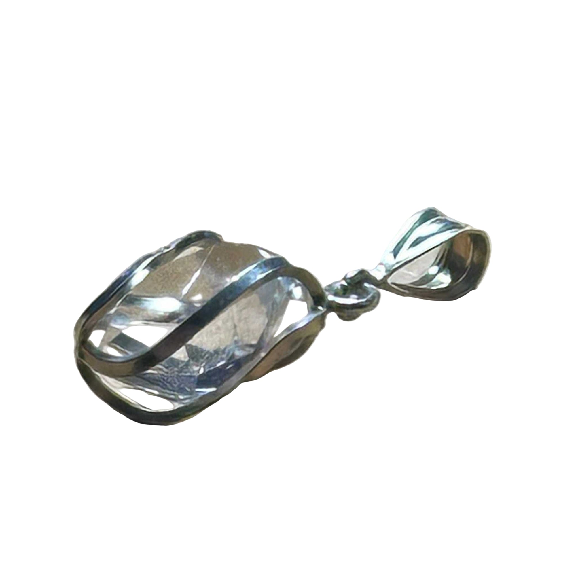 Herkimer Diamond quartz crystal pendant in a silver spiral cage, high vibration spiritual jewelry accessory