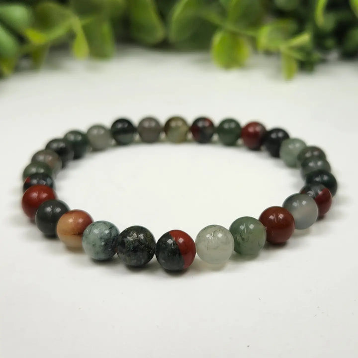 African Bloodstone Round Bead Bracelet - Courageous Vitality