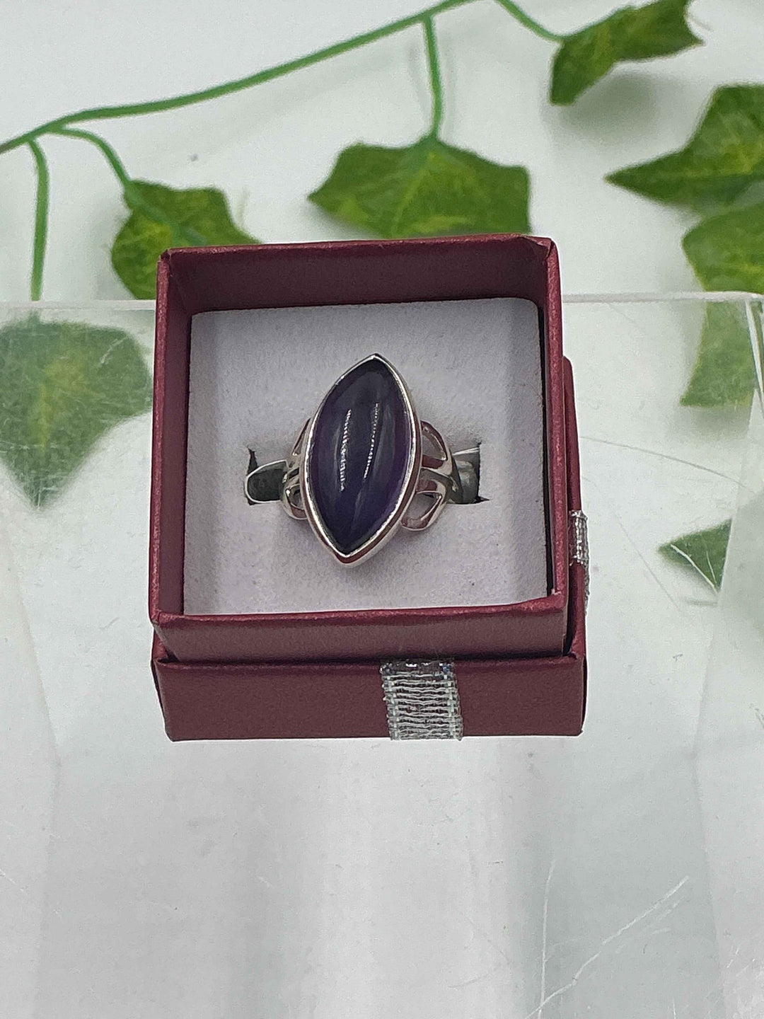 Sterling Silver Amethyst Marquise Bypass Ring - Size 6