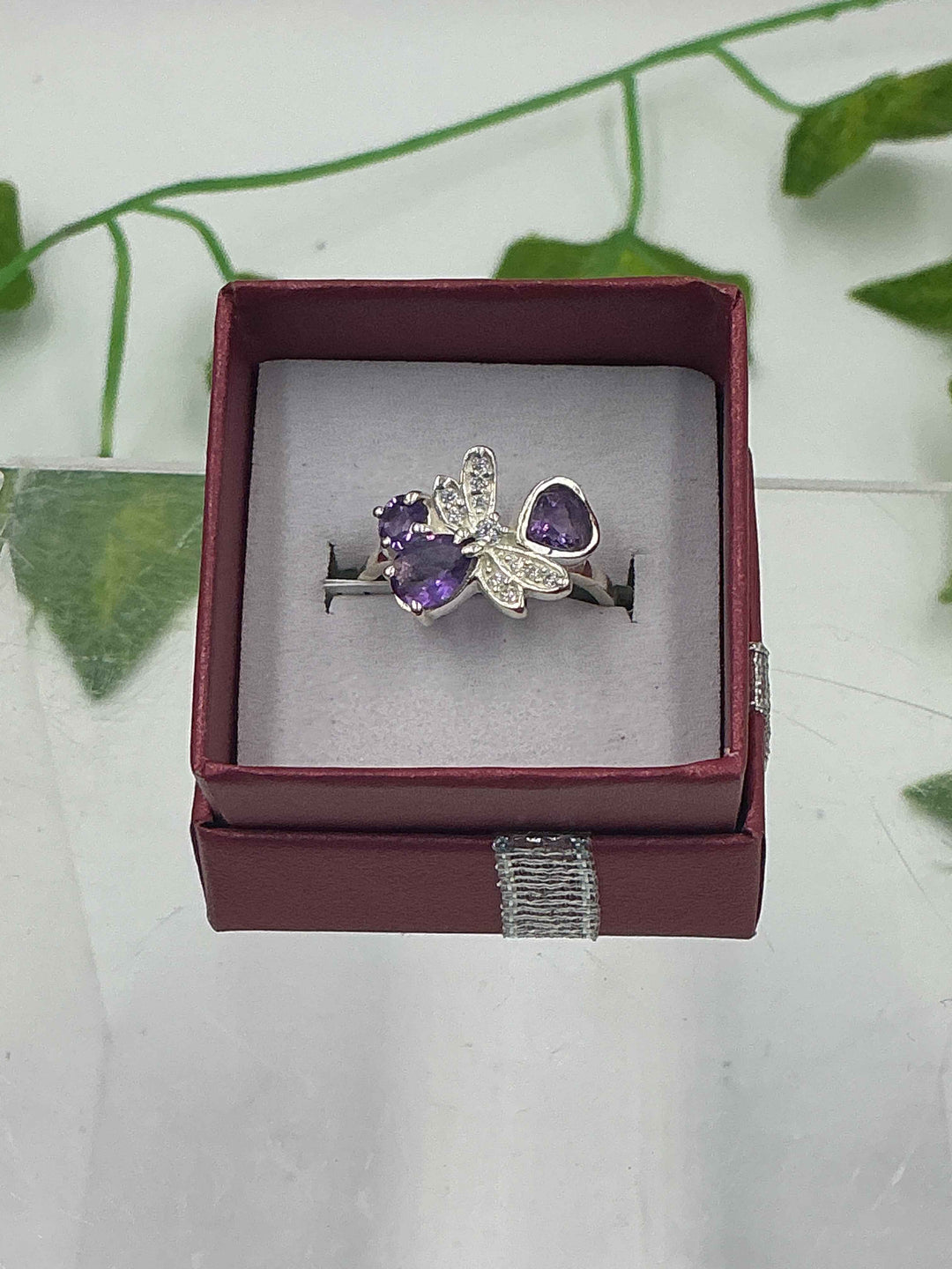 Sterling Silver Amethyst Butterfly Accent Ring - Size 7