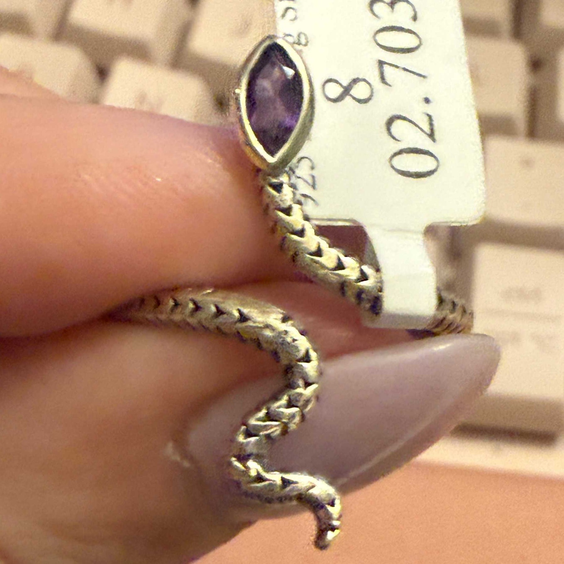 Gemstone Snake Ring  - Sterling Silver or Gold Vermeil