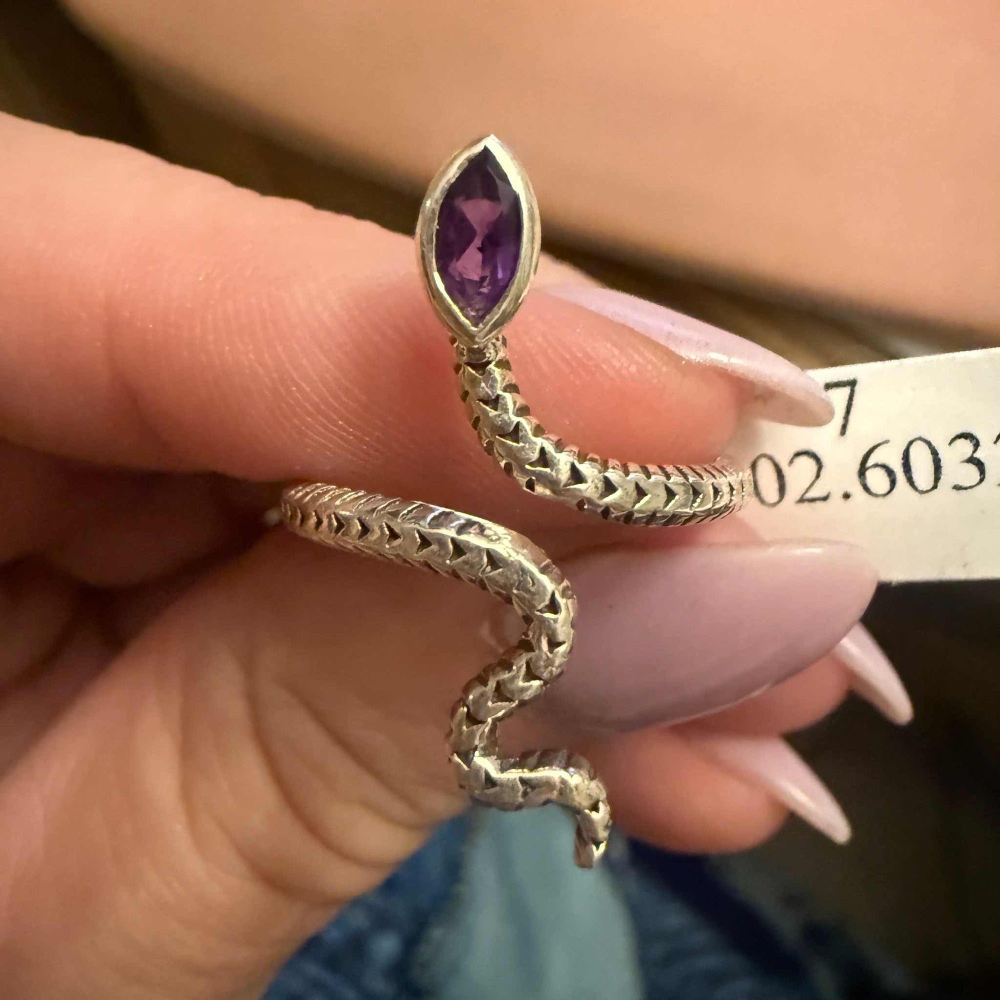 Gemstone Snake Ring  - Sterling Silver or Gold Vermeil