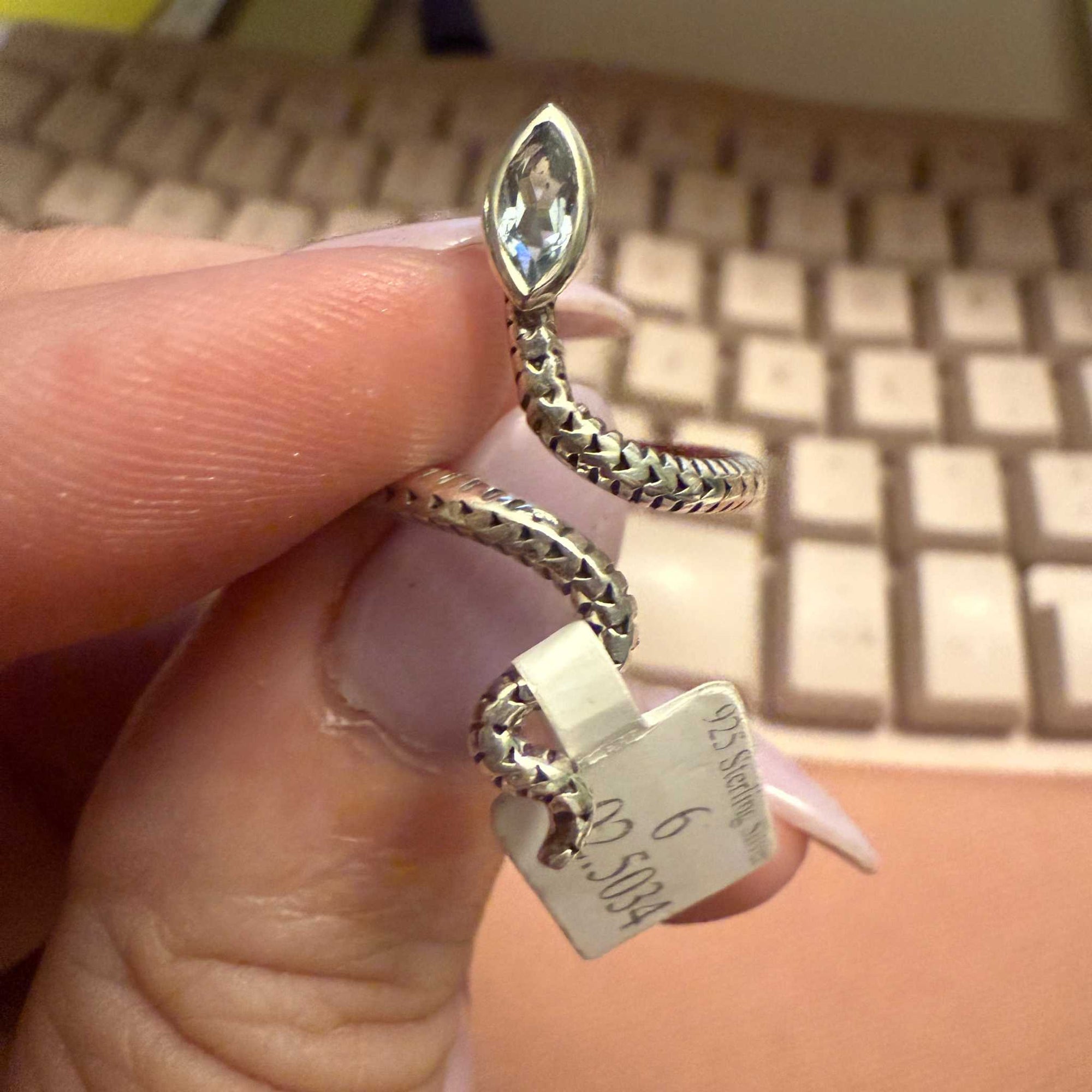 Gemstone Snake Ring  - Sterling Silver or Gold Vermeil