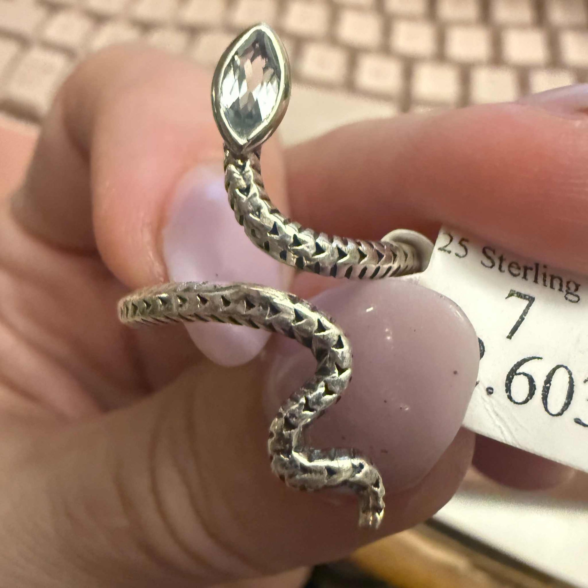 Gemstone Snake Ring  - Sterling Silver or Gold Vermeil